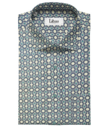 Solino Men's Cotton Printed 2.25 Meter Unstitched Shirting Fabric (Oyster Beige )