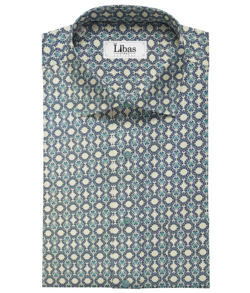 Solino Men's Cotton Printed 2.25 Meter Unstitched Shirting Fabric (Oyster Beige )