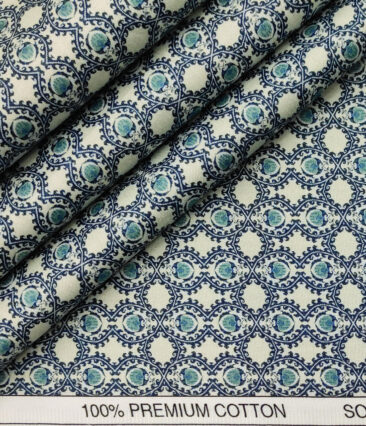 Solino Men's Cotton Printed 2.25 Meter Unstitched Shirting Fabric (Oyster Beige )