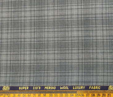Zaccari Men's Wool Checks Super 110's 2 Meter Unstitched Suiting Fabric (Light Grey)