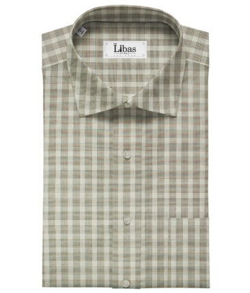 Arvind Men's Cotton Checks Unstitched Shirting Fabric (Cream)