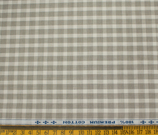 Arvind Men's Cotton Checks Unstitched Shirting Fabric (Cream)