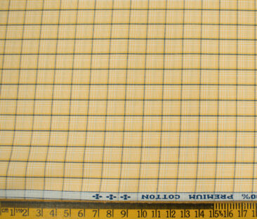 Arvind Men's Cotton Checks Unstitched Shirting Fabric (Honey Yellow)