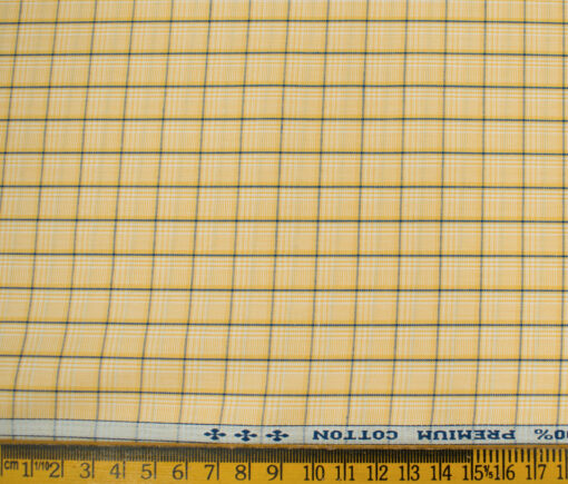 Arvind Men's Cotton Checks Unstitched Shirting Fabric (Honey Yellow)