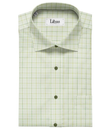 Arvind Men's Cotton Checks Unstitched Shirting Fabric (Milky White)