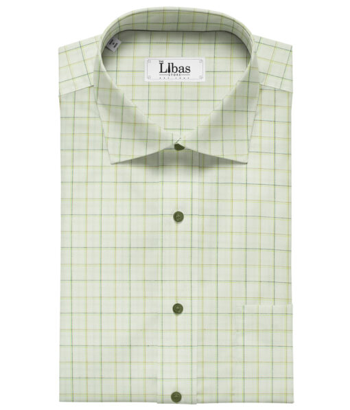 Arvind Men's Cotton Checks Unstitched Shirting Fabric (Milky White)