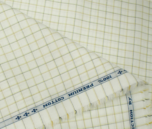 Arvind Men's Cotton Checks Unstitched Shirting Fabric (Milky White)