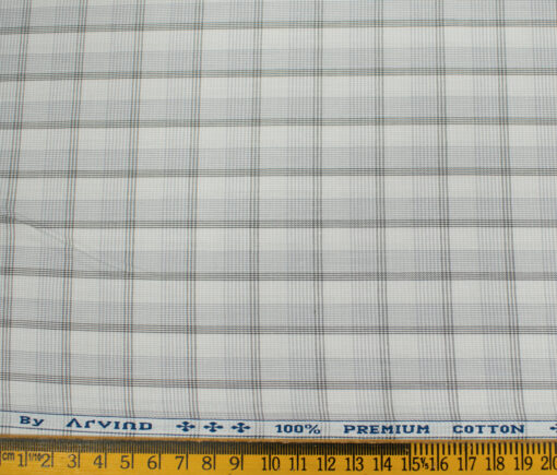 Arvind Men's Cotton Checks Unstitched Shirting Fabric (Milky White)