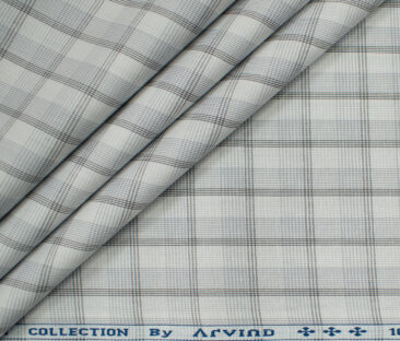 Arvind Men's Cotton Checks Unstitched Shirting Fabric (Milky White)