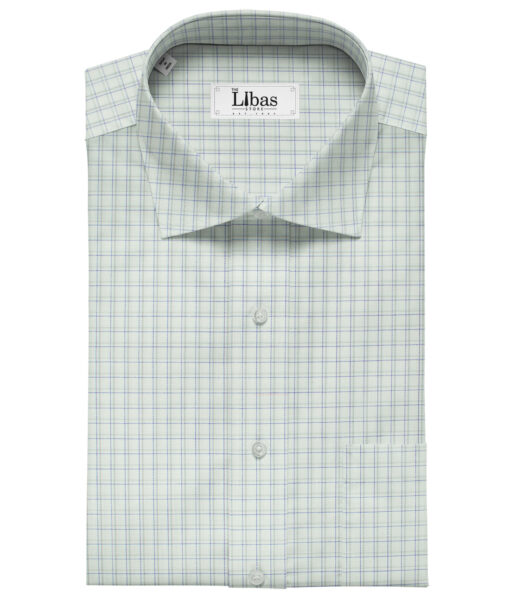 Arvind Men's Cotton Checks Unstitched Shirting Fabric (Milky White)
