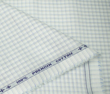 Arvind Men's Cotton Checks Unstitched Shirting Fabric (Milky White)