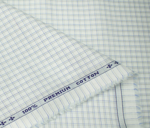 Arvind Men's Cotton Checks Unstitched Shirting Fabric (Milky White)