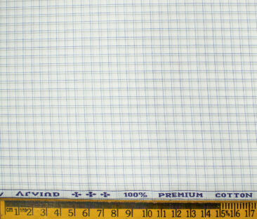 Arvind Men's Cotton Checks Unstitched Shirting Fabric (Milky White)