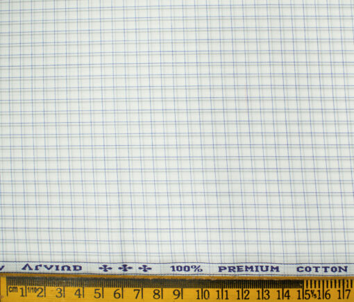 Arvind Men's Cotton Checks Unstitched Shirting Fabric (Milky White)