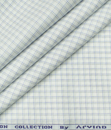 Arvind Men's Cotton Checks Unstitched Shirting Fabric (Milky White)