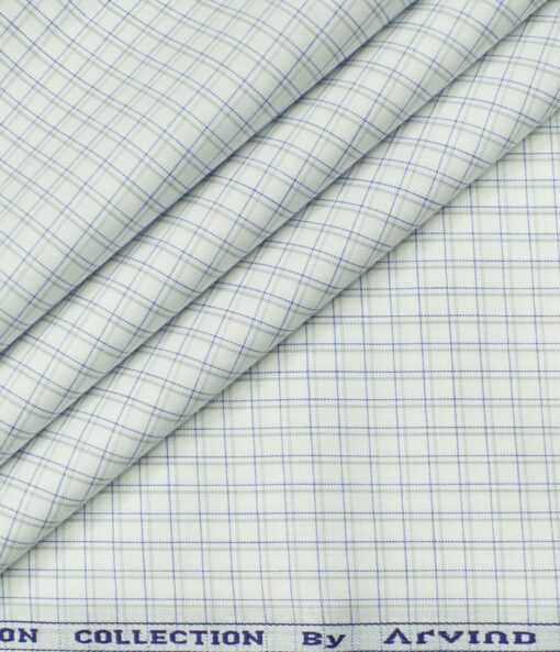 Arvind Men's Cotton Checks Unstitched Shirting Fabric (Milky White)