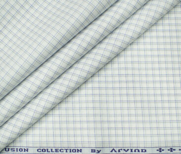 Arvind Men's Cotton Checks Unstitched Shirting Fabric (Milky White)