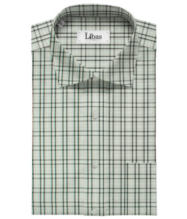 Arvind Men's Cotton Checks Unstitched Shirting Fabric (White)