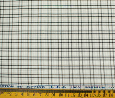 Arvind Men's Cotton Checks Unstitched Shirting Fabric (White)