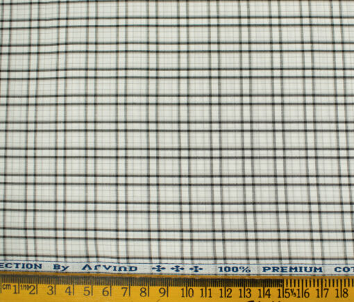 Arvind Men's Cotton Checks Unstitched Shirting Fabric (White)