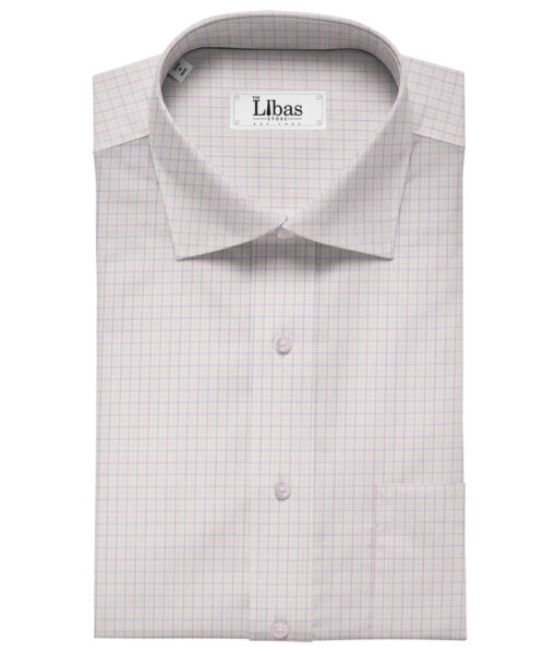 Arvind Men's Cotton Checks Unstitched Shirting Fabric (White)
