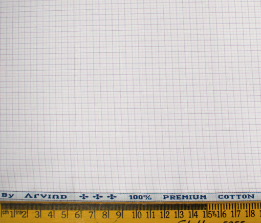 Arvind Men's Cotton Checks Unstitched Shirting Fabric (White)