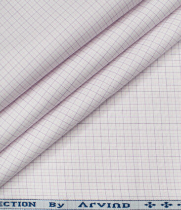 Arvind Men's Cotton Checks Unstitched Shirting Fabric (White)