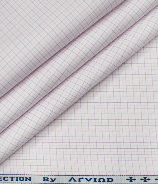Arvind Men's Cotton Checks Unstitched Shirting Fabric (White)