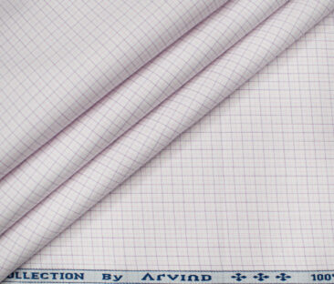 Arvind Men's Cotton Checks Unstitched Shirting Fabric (White)
