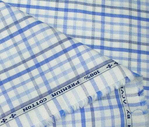 Arvind Men's Cotton Checks Unstitched Shirting Fabric (White)