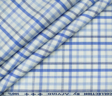 Arvind Men's Cotton Checks Unstitched Shirting Fabric (White)
