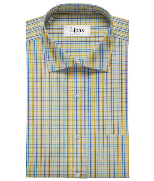 Arvind Men's Cotton Checks Unstitched Shirting Fabric (White)