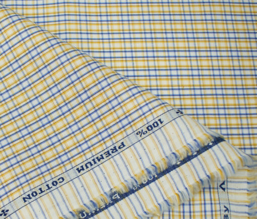 Arvind Men's Cotton Checks Unstitched Shirting Fabric (White)
