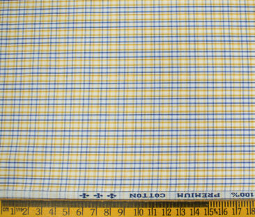 Arvind Men's Cotton Checks Unstitched Shirting Fabric (White)
