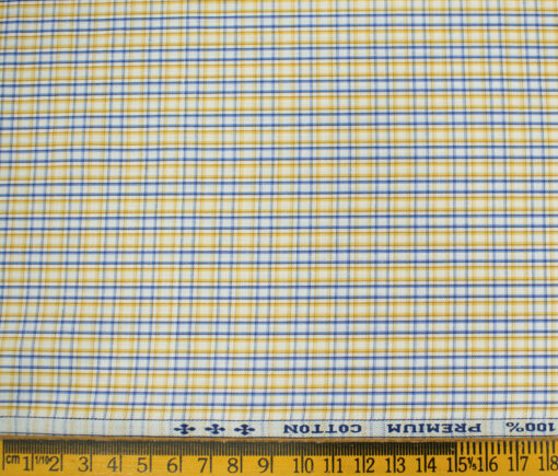 Arvind Men's Cotton Checks Unstitched Shirting Fabric (White)