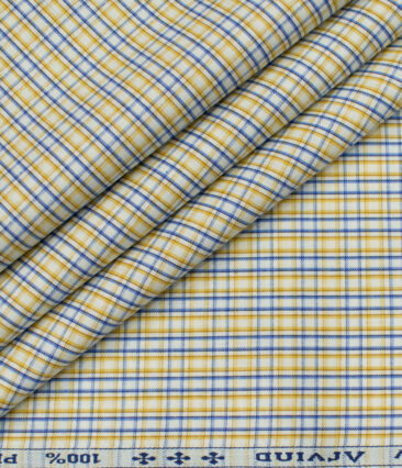 Arvind Men's Cotton Checks Unstitched Shirting Fabric (White)