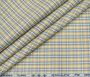 Arvind Men's Cotton Checks Unstitched Shirting Fabric (White)