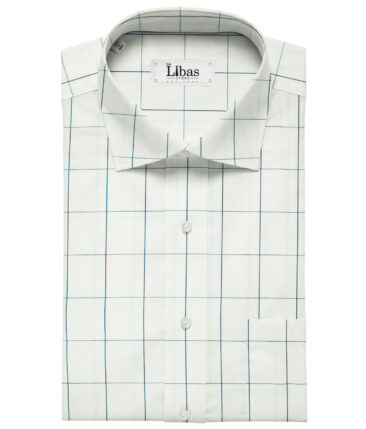 Birla Century Men's Pima Cotton Checks Unstitched Shirting Fabric (White)