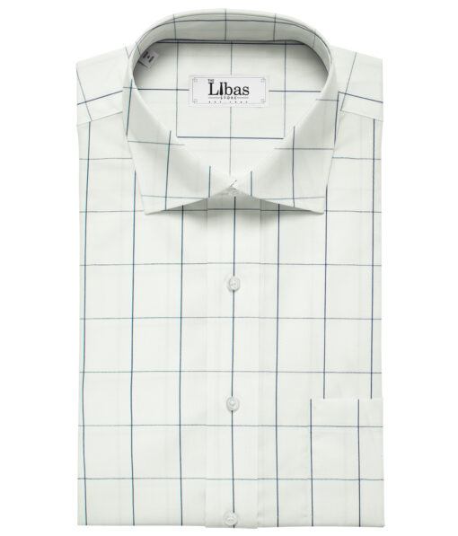 Birla Century Men's Pima Cotton Checks Unstitched Shirting Fabric (White)