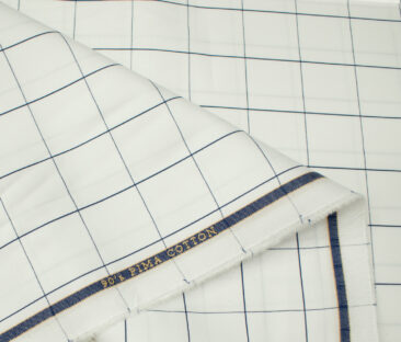 Birla Century Men's Pima Cotton Checks Unstitched Shirting Fabric (White)