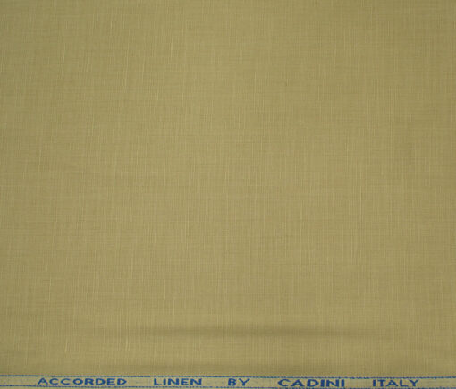 Cadini Men's Cotton Linen Solids 2.25 Meter Unstitched Shirting Fabric (Beige)