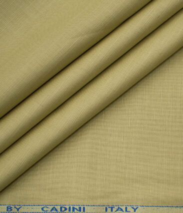 Cadini Men's Cotton Linen Solids 2.25 Meter Unstitched Shirting Fabric (Beige)