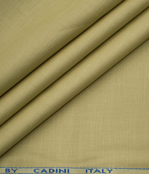 Cadini Men's Cotton Linen Solids 2.25 Meter Unstitched Shirting Fabric (Beige)