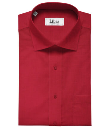 Cadini Men's Cotton Linen Solids 2.25 Meter Unstitched Shirting Fabric (Bright Red)