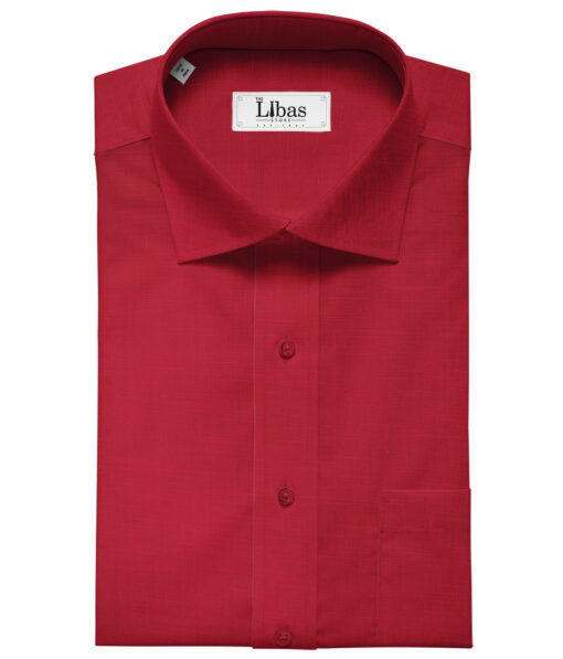 Cadini Men's Cotton Linen Solids 2.25 Meter Unstitched Shirting Fabric (Bright Red)