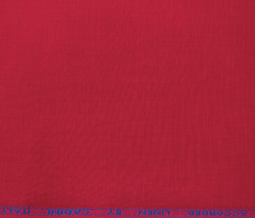 Cadini Men's Cotton Linen Solids 2.25 Meter Unstitched Shirting Fabric (Bright Red)