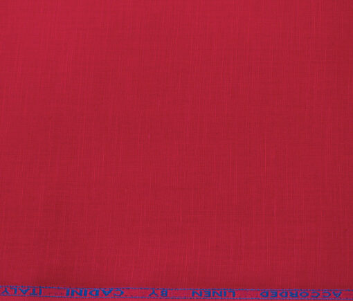 Cadini Men's Cotton Linen Solids 2.25 Meter Unstitched Shirting Fabric (Bright Red)