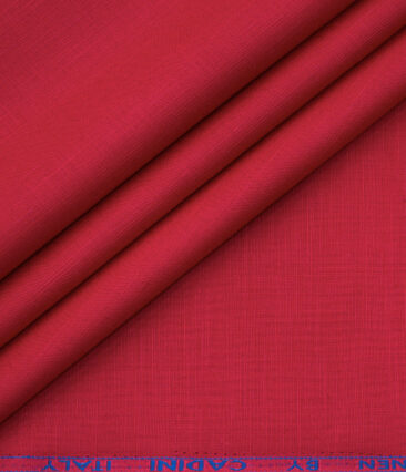 Cadini Men's Cotton Linen Solids 2.25 Meter Unstitched Shirting Fabric (Bright Red)
