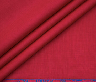 Cadini Men's Cotton Linen Solids 2.25 Meter Unstitched Shirting Fabric (Bright Red)