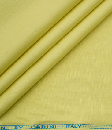 Cadini Men's Cotton Linen Solids 2.25 Meter Unstitched Shirting Fabric (Daffodil Yellow)